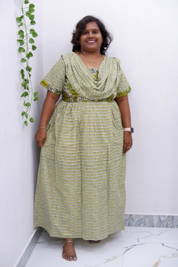 Shawl Draped Cotton Frock Nighty – Soft & Breezy