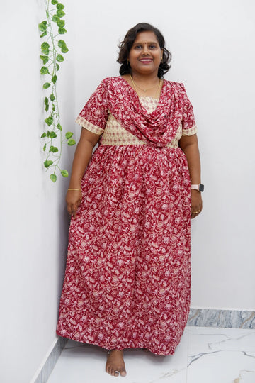 Shawl Draped Cotton Frock Nighty – Soft & Breezy