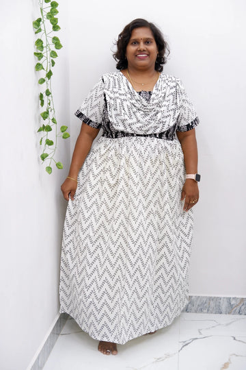 Shawl Draped Cotton Frock Nighty – Soft & Breezy