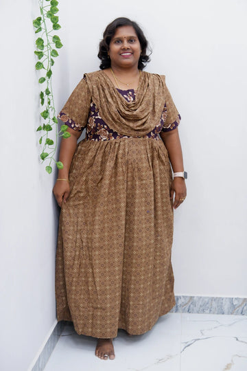 Shawl Draped Cotton Frock Nighty – Soft & Breezy