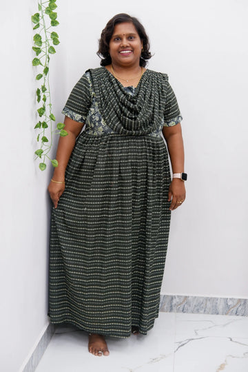 Shawl Draped Cotton Frock Nighty – Soft & Breezy