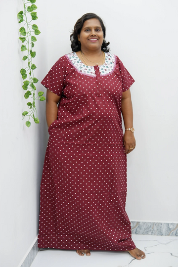 Floral Bliss Round Zip Cotton Nighty