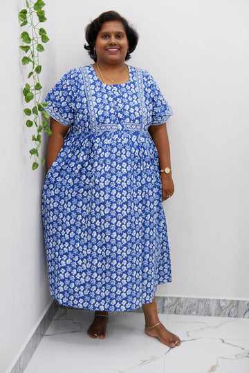 Midi Frock with Back Knot & Front Zip Jyothi Cotton Nighty