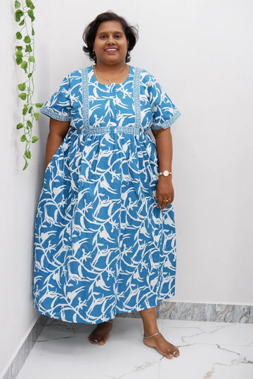 Midi Frock with Back Knot & Front Zip Jyothi Cotton Nighty