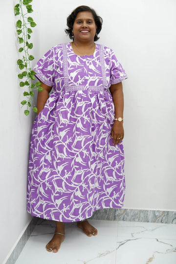 Midi Frock with Back Knot & Front Zip Jyothi Cotton Nighty