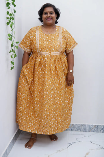 Midi Frock with Back Knot & Front Zip Jyothi Cotton Nighty