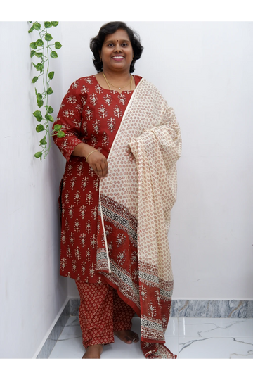 Graceful Cotton Printed Salwar Suit with Shawl – Casual & Festive Wear