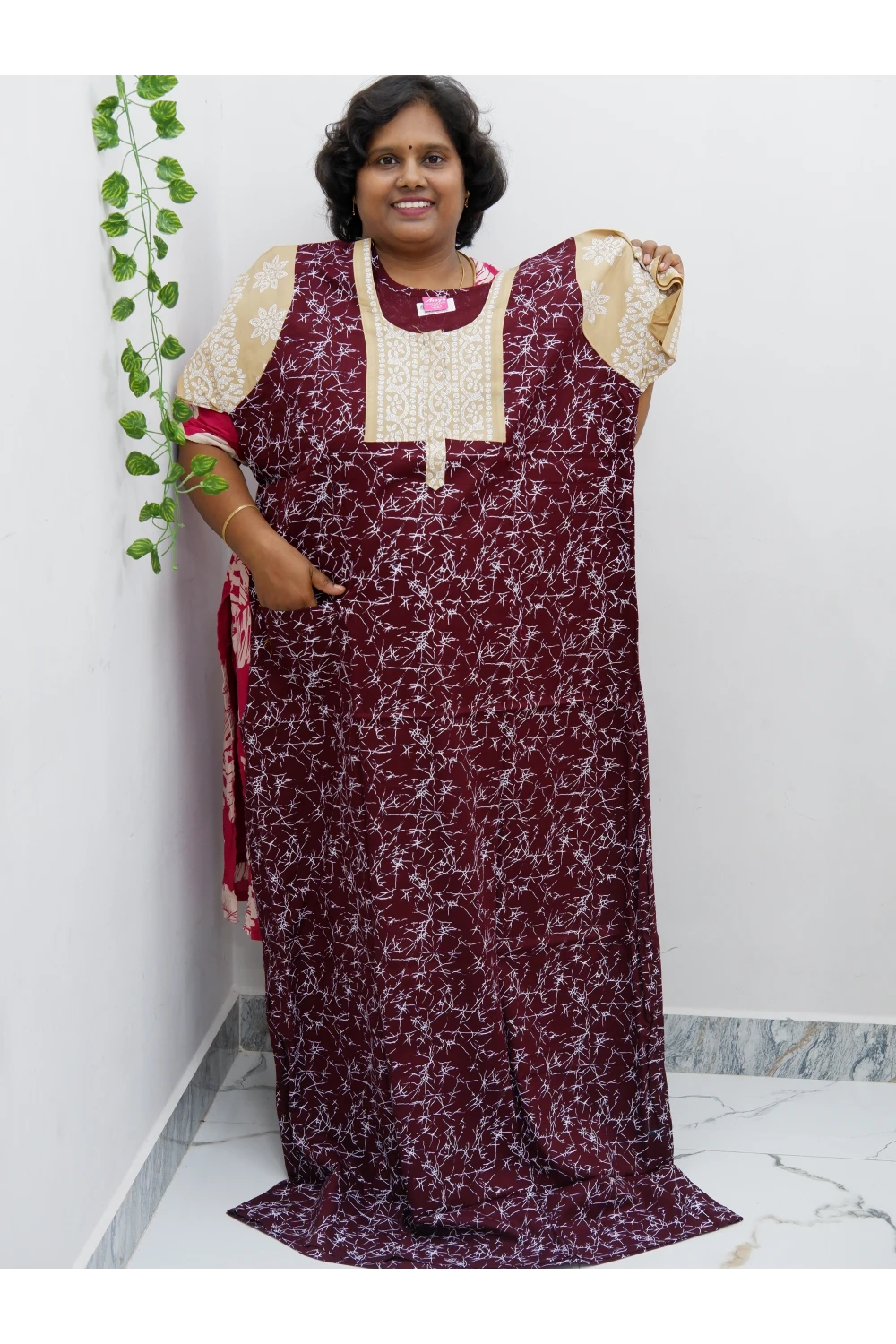 Extra Height Cotton Nighty for Women-Long Length Nighty