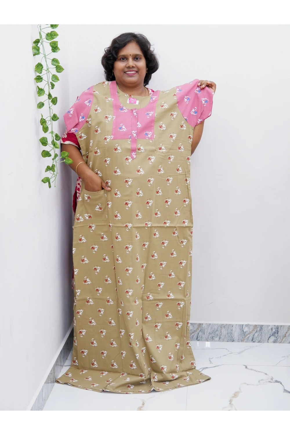 Extra Height Cotton Nighty for Women-Long Length Nighty