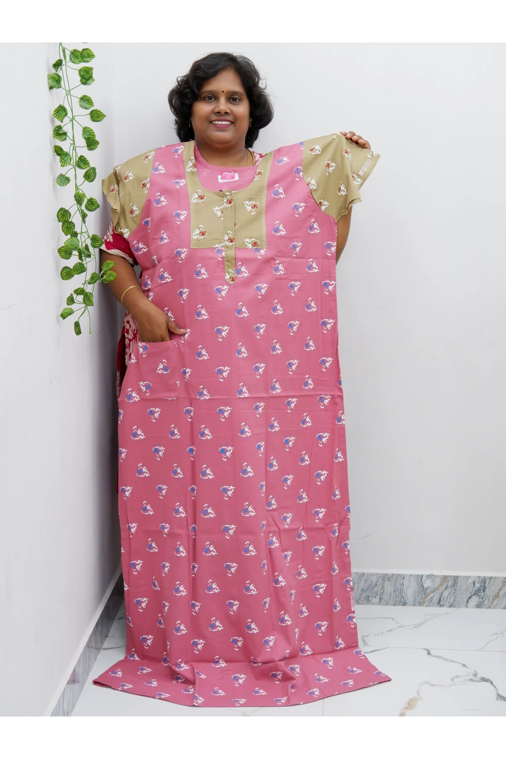 Extra Height Cotton Nighty for Women-Long Length Nighty