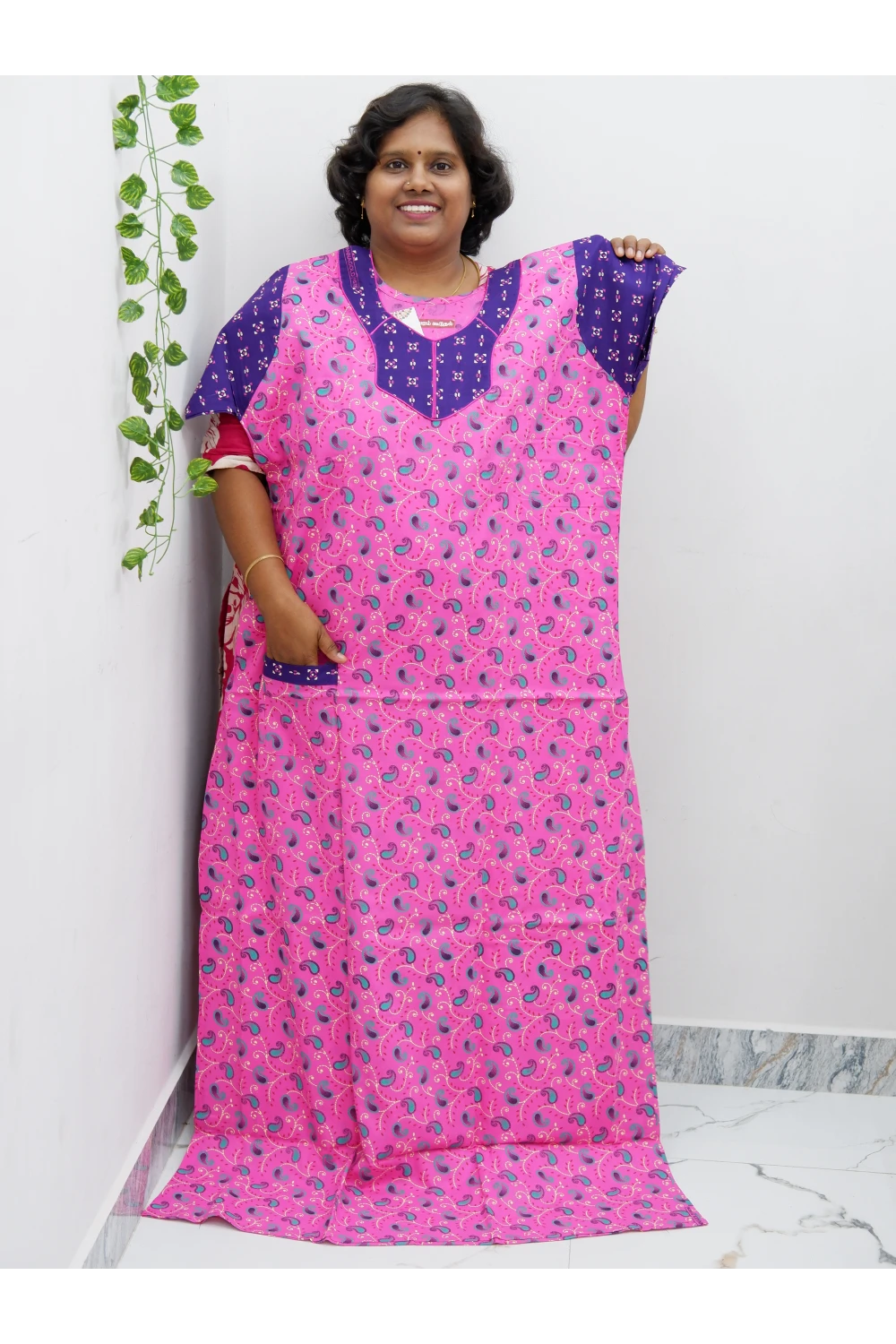 Extra Height Cotton Nighty for Women-Long Length Nighty