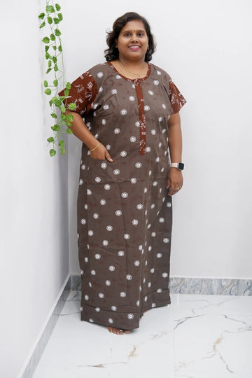 Feeding-Friendly Cotton Nighty with Long Zip