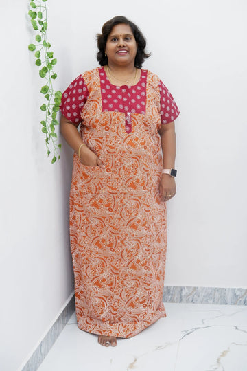Elegant Zip-Front Pure Cotton Nighty