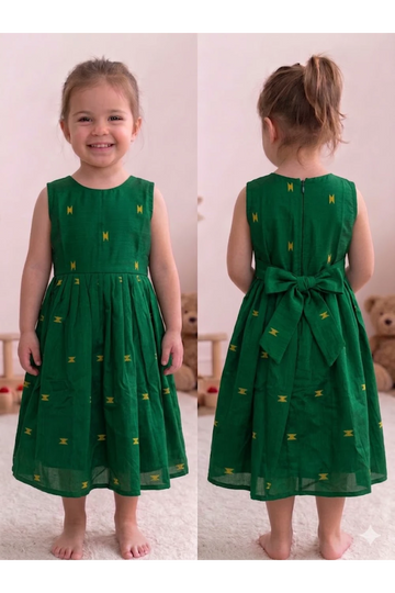 Raw Silk Cotton Sleeveless Frock For Kids