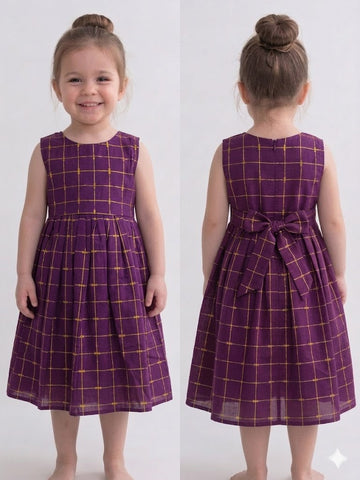 Raw Silk Cotton Sleeveless Frock For Kids