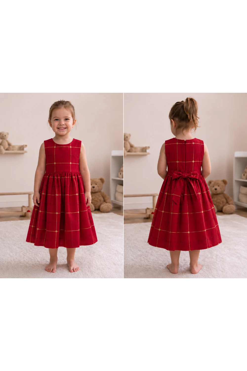 Raw Silk Cotton Sleeveless Frock For Kids