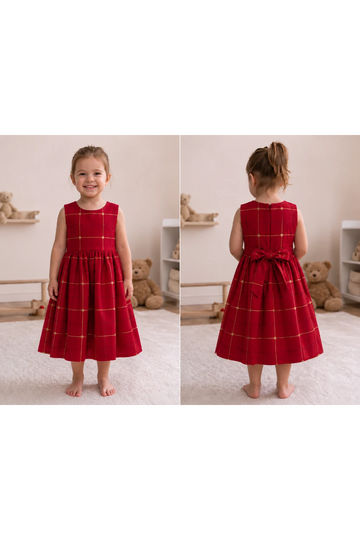 Raw Silk Cotton Sleeveless Frock For Kids