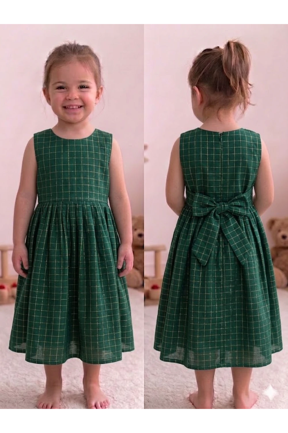 Raw Silk Cotton Sleeveless Frock For Kids