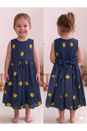 Raw Silk Cotton Sleeveless Frock For Kids