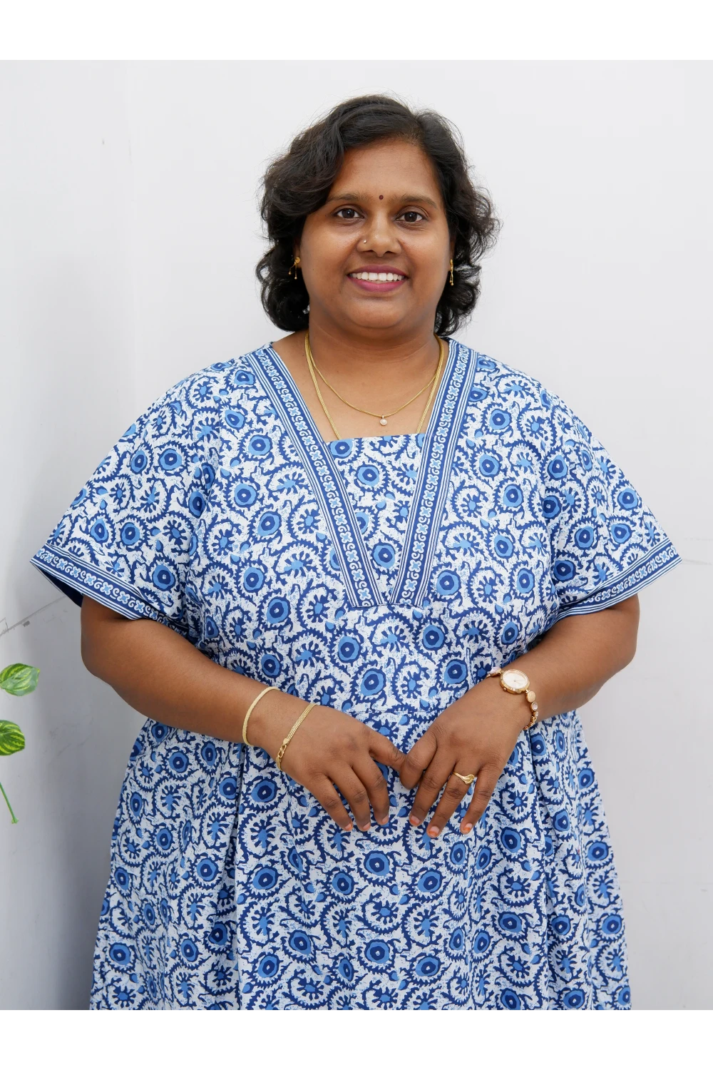 Premium V-Neck Cotton Frock for Women – Breathable & Skin-Friendly