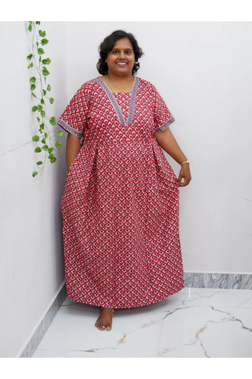 Premium V-Neck Cotton Frock for Women – Breathable & Skin-Friendly