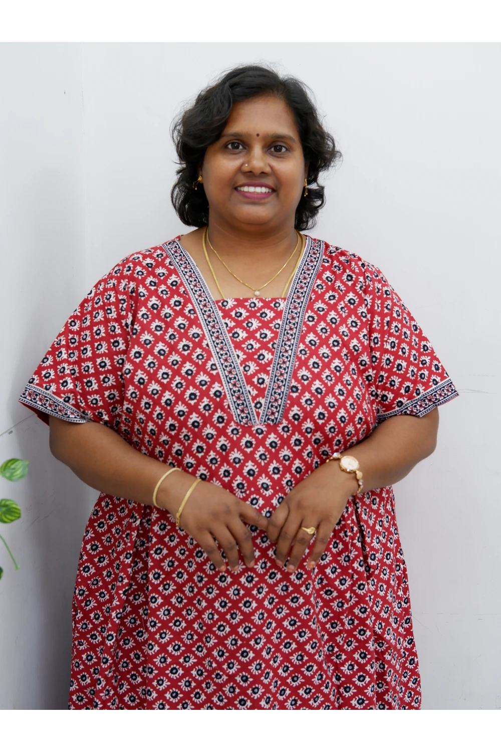 Premium V-Neck Cotton Frock for Women – Breathable & Skin-Friendly