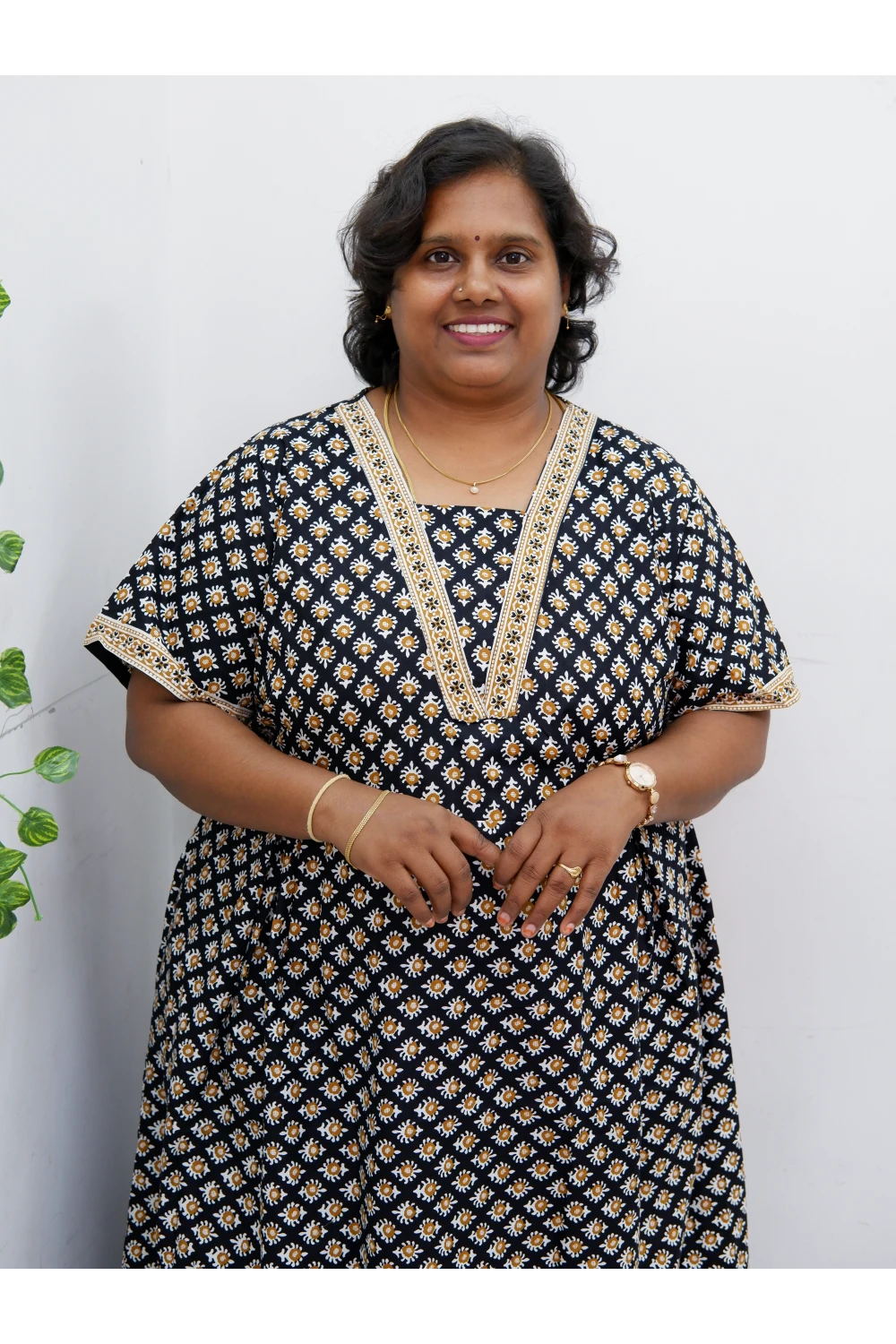 Premium V-Neck Cotton Frock for Women – Breathable & Skin-Friendly