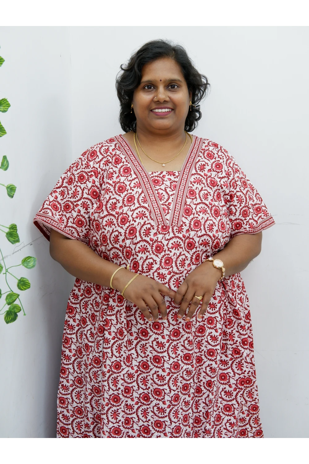 Premium V-Neck Cotton Frock for Women – Breathable & Skin-Friendly