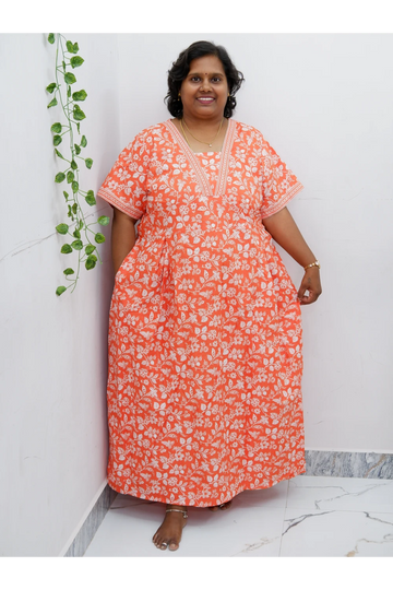 Premium V-Neck Cotton Frock for Women – Breathable & Skin-Friendly