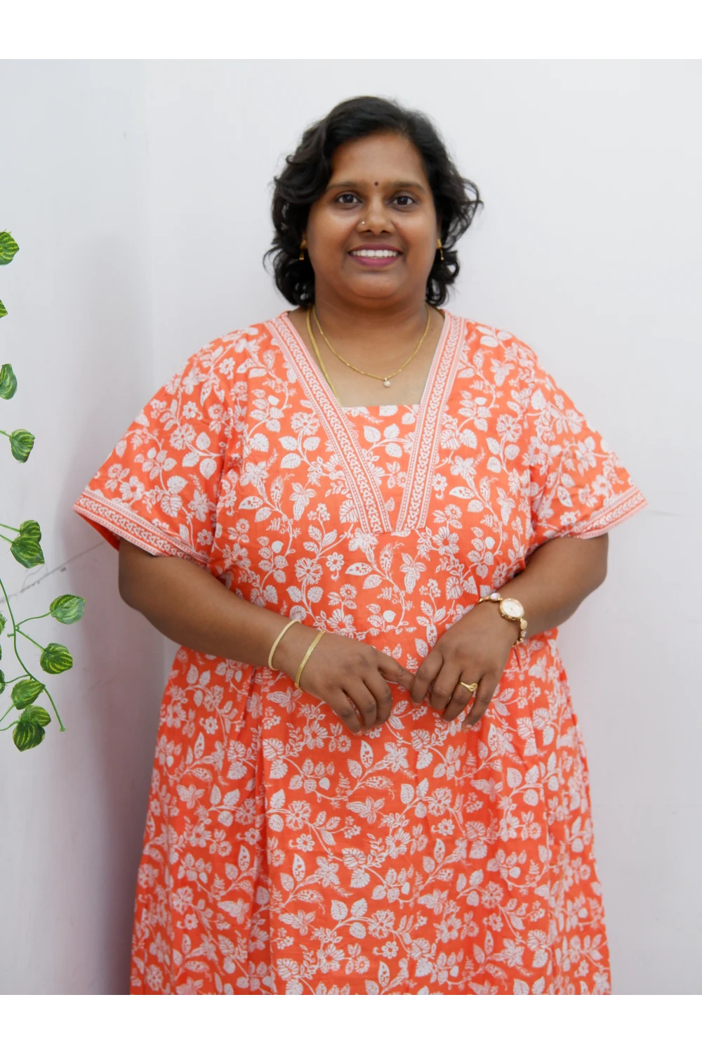 Premium V-Neck Cotton Frock for Women – Breathable & Skin-Friendly
