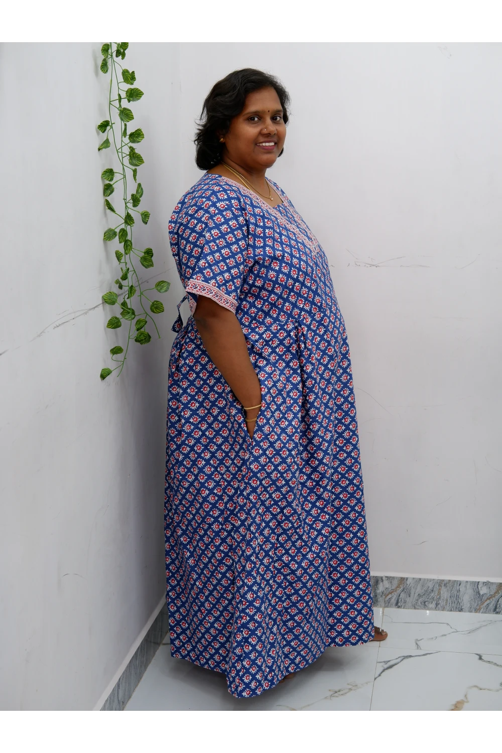 Premium V-Neck Cotton Frock for Women – Breathable & Skin-Friendly