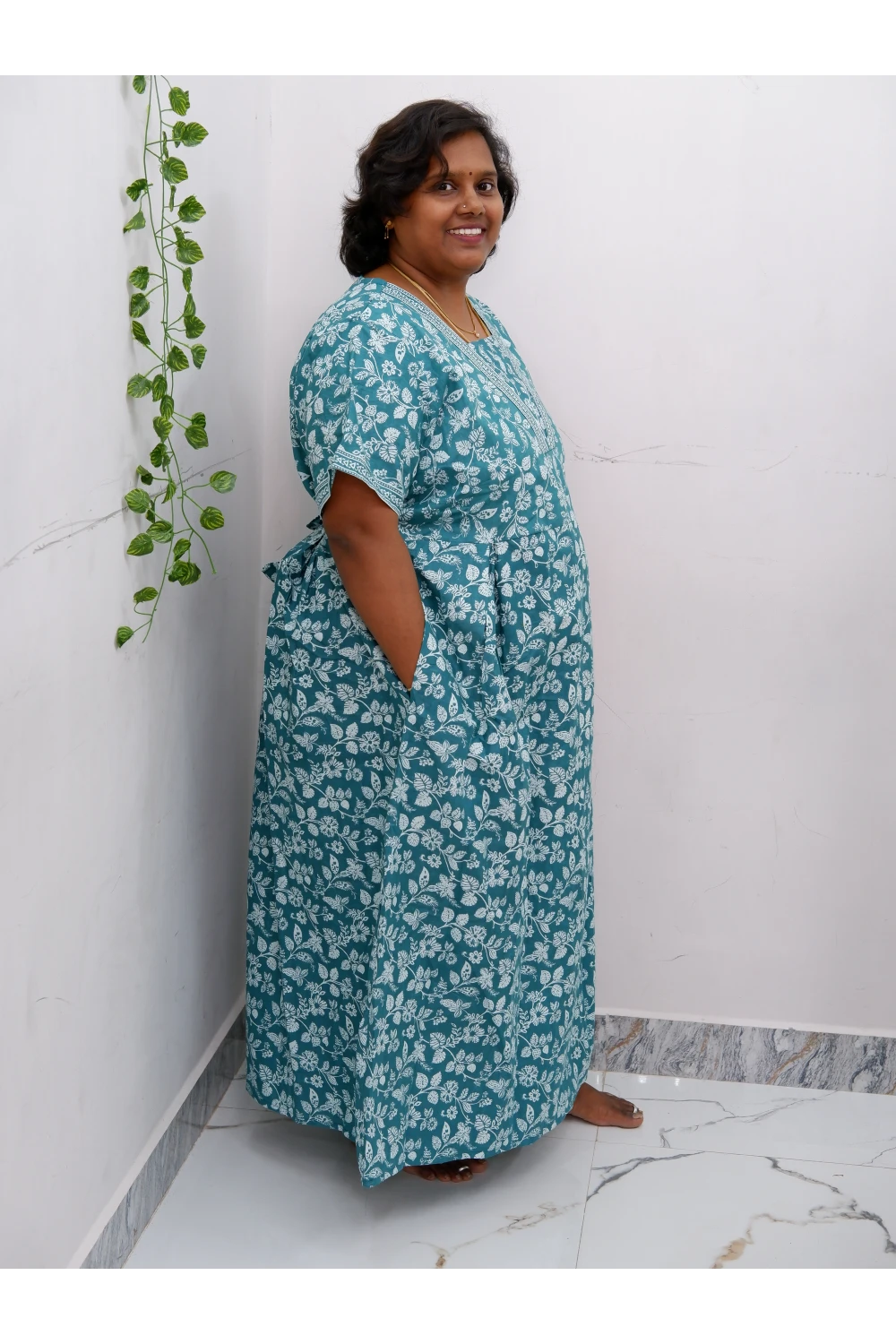 Premium V-Neck Cotton Frock for Women – Breathable & Skin-Friendly