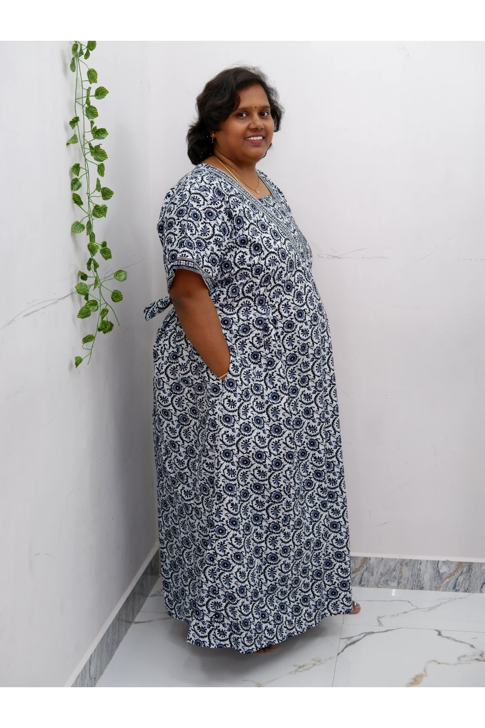 Premium V-Neck Cotton Frock for Women – Breathable & Skin-Friendly