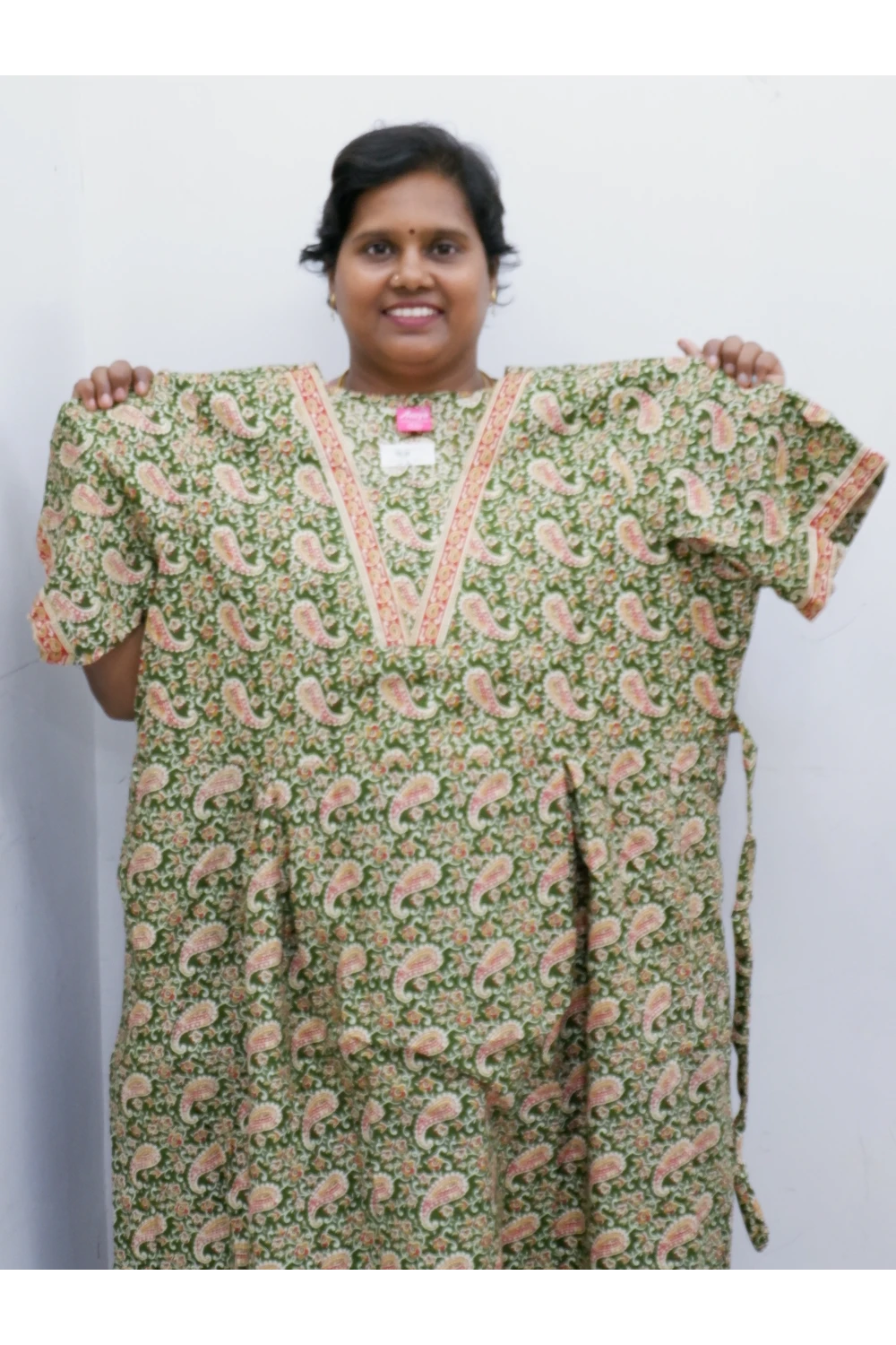 Premium V-Neck Cotton Frock for Women – Breathable & Skin-Friendly