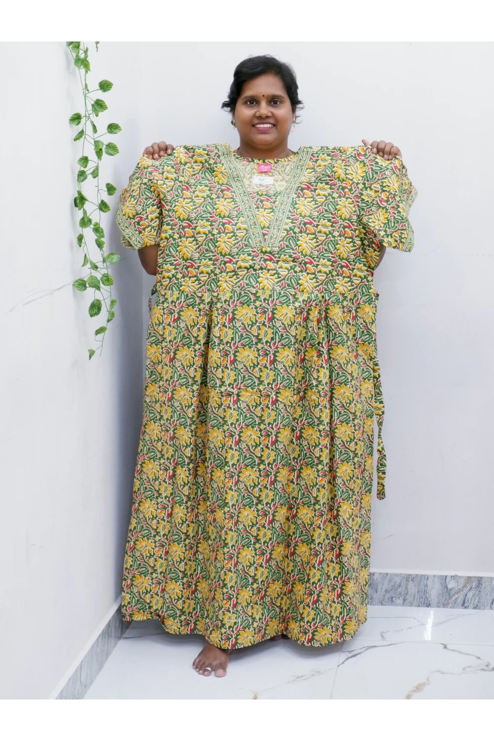 Premium V-Neck Cotton Frock for Women – Breathable & Skin-Friendly
