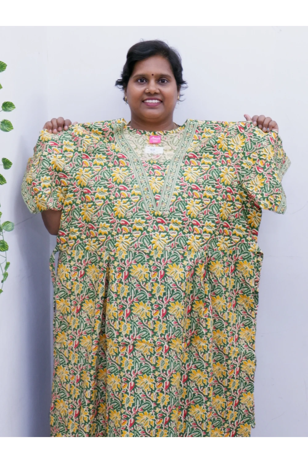 Premium V-Neck Cotton Frock for Women – Breathable & Skin-Friendly