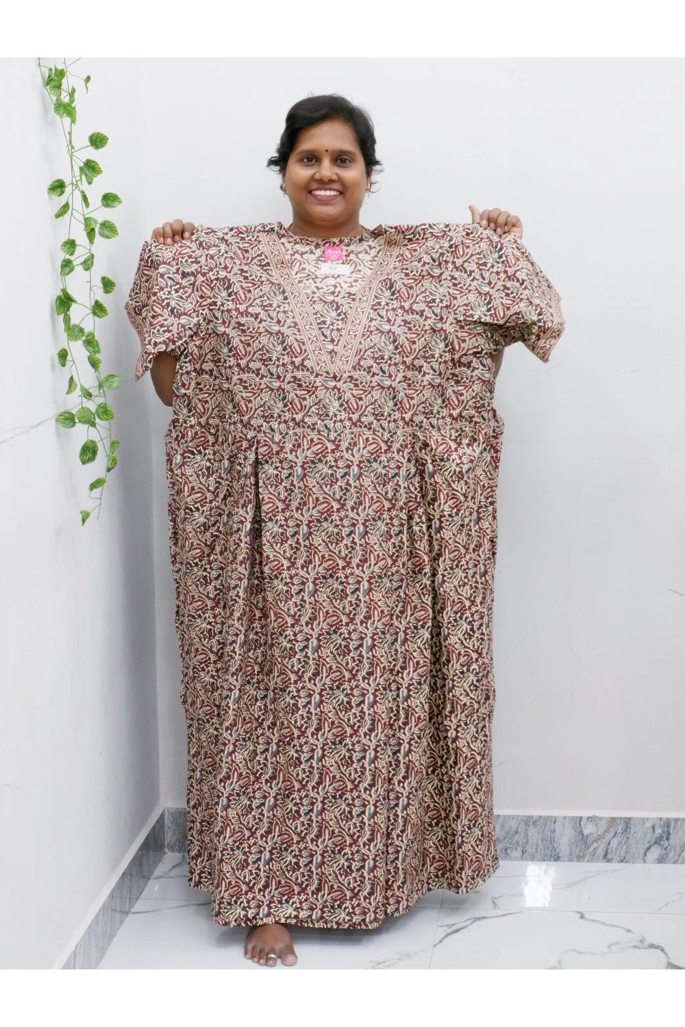 Premium V-Neck Cotton Frock for Women – Breathable & Skin-Friendly