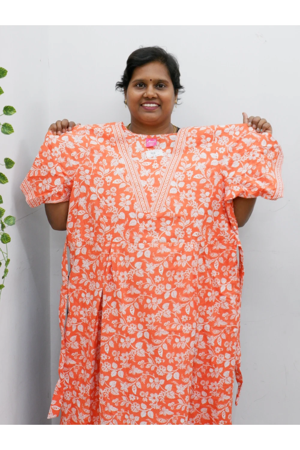 Premium V-Neck Cotton Frock for Women – Breathable & Skin-Friendly