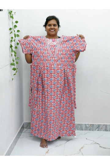 Premium V-Neck Cotton Frock for Women – Breathable & Skin-Friendly