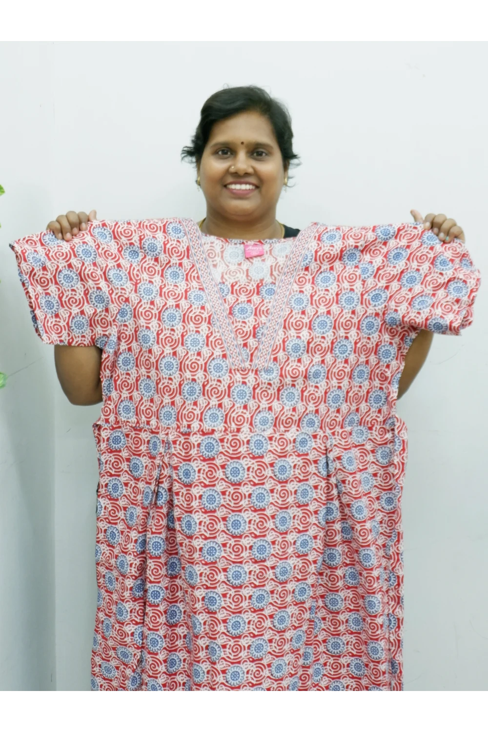 Premium V-Neck Cotton Frock for Women – Breathable & Skin-Friendly