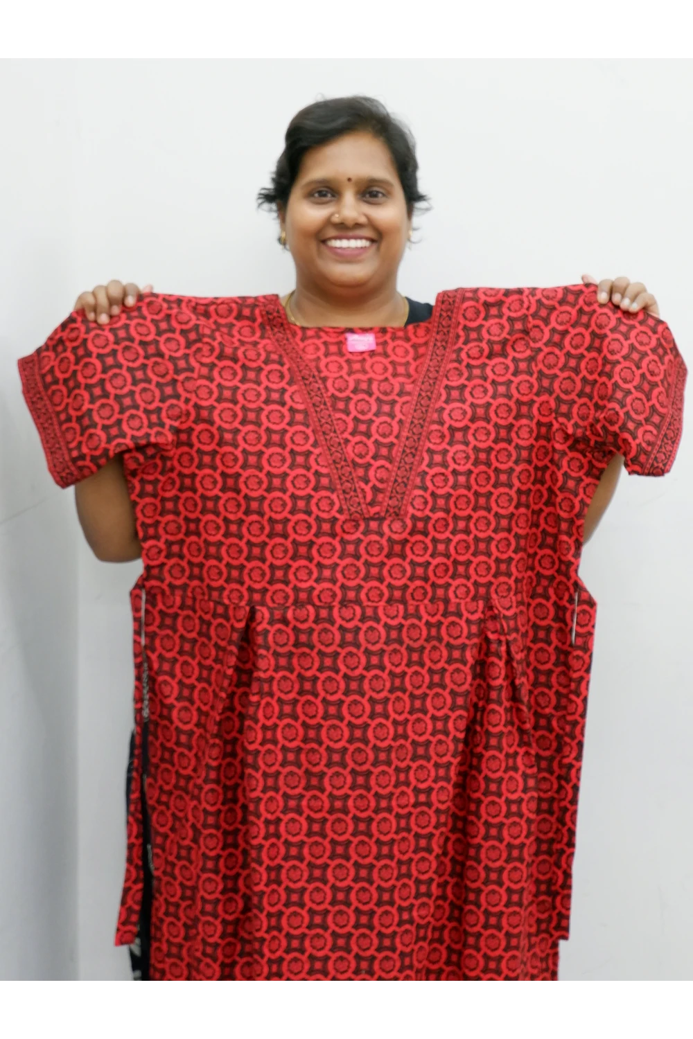 Premium V-Neck Cotton Frock for Women – Breathable & Skin-Friendly