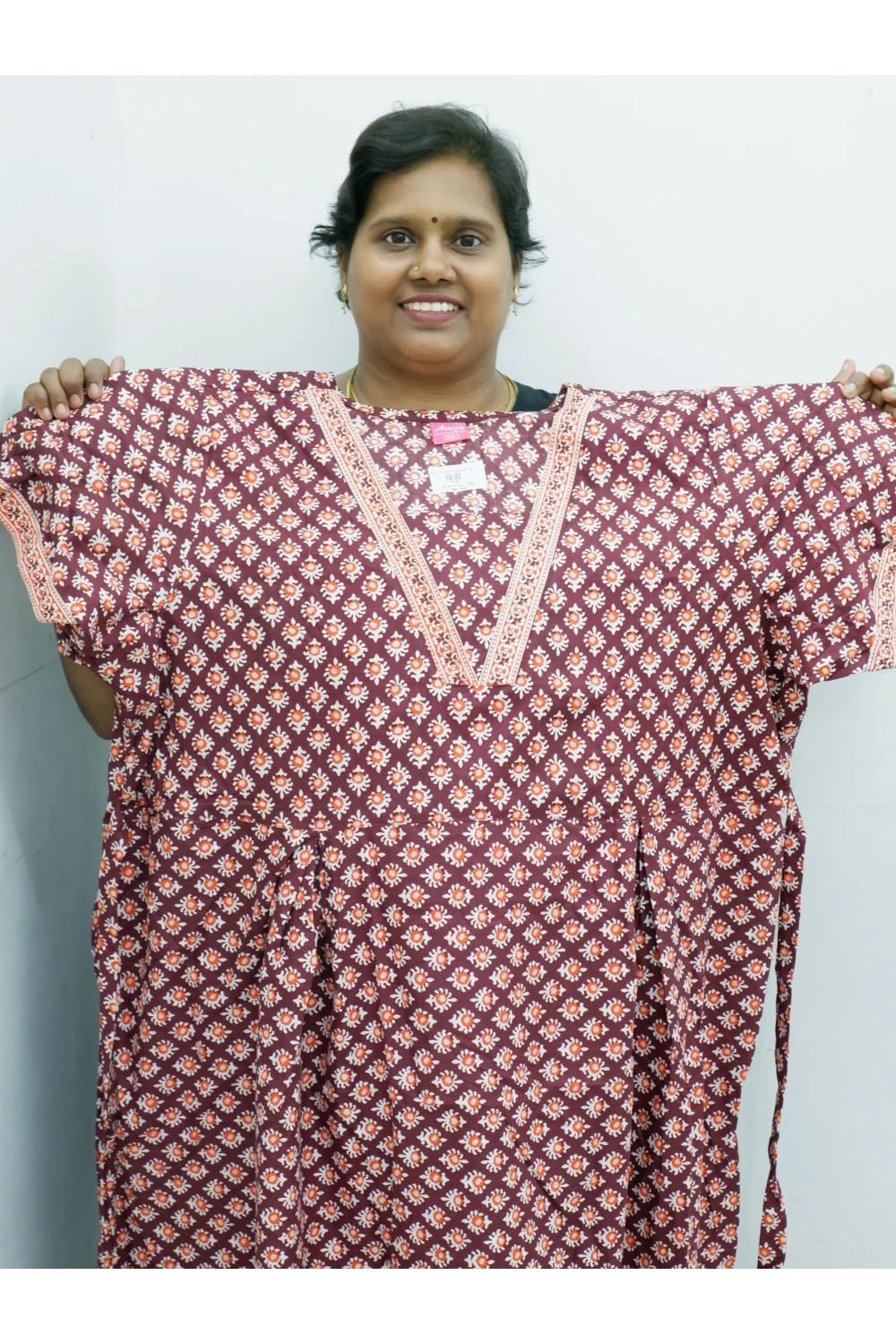 Premium V-Neck Cotton Frock for Women – Breathable & Skin-Friendly