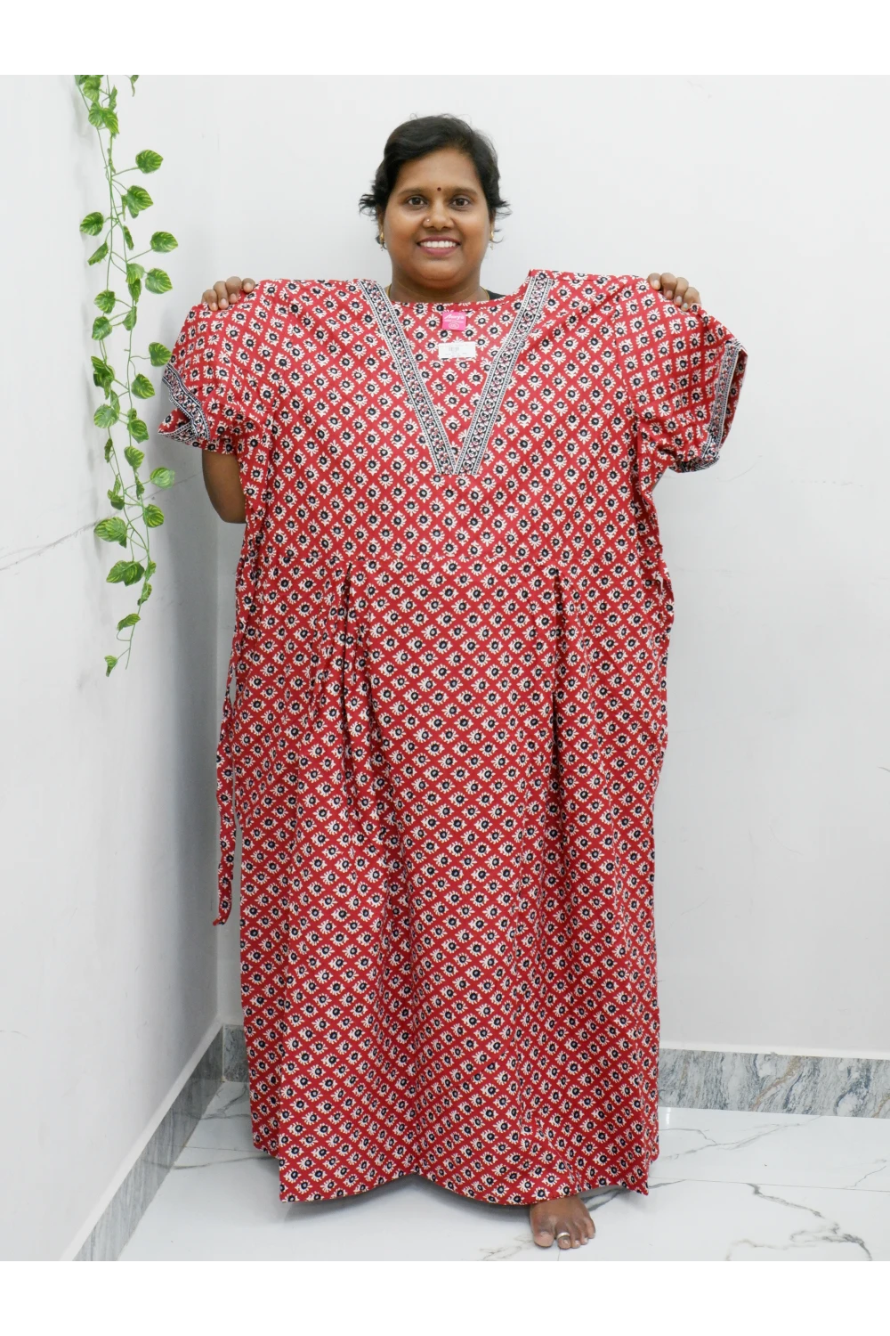 Premium V-Neck Cotton Frock for Women – Breathable & Skin-Friendly