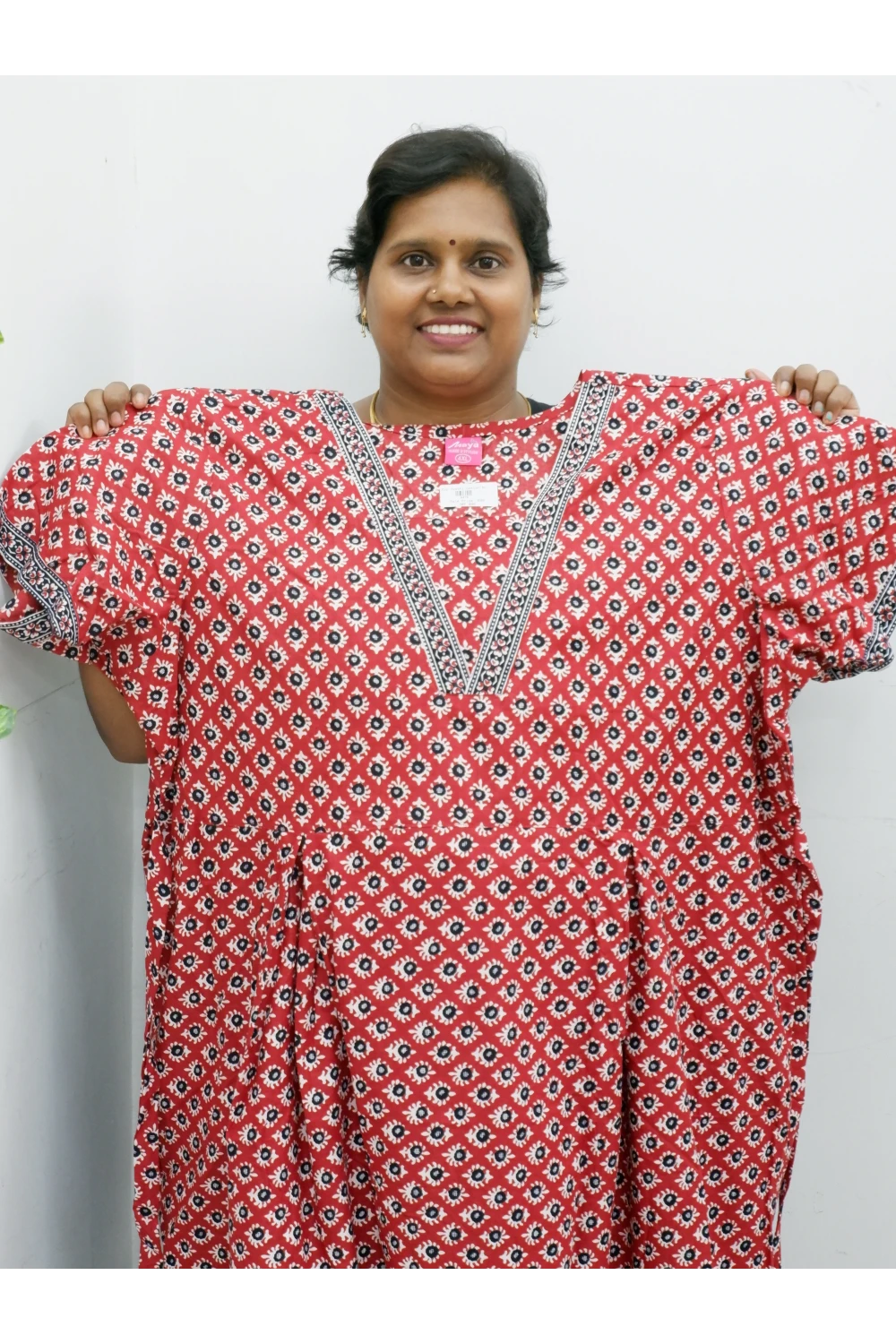 Premium V-Neck Cotton Frock for Women – Breathable & Skin-Friendly