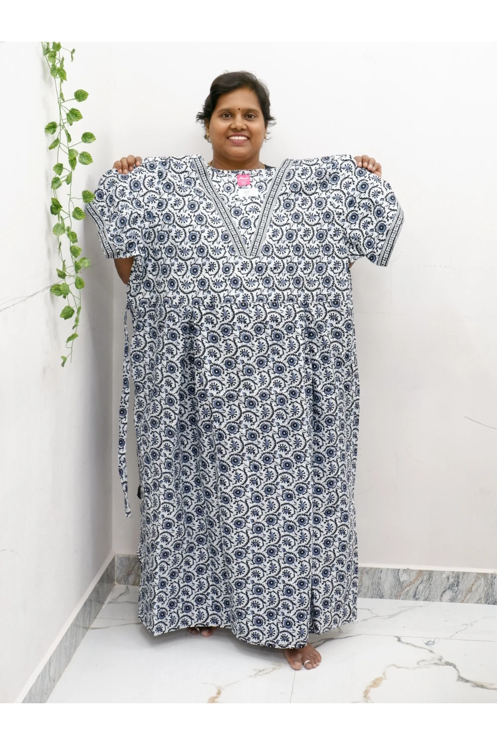 Premium V-Neck Cotton Frock for Women – Breathable & Skin-Friendly