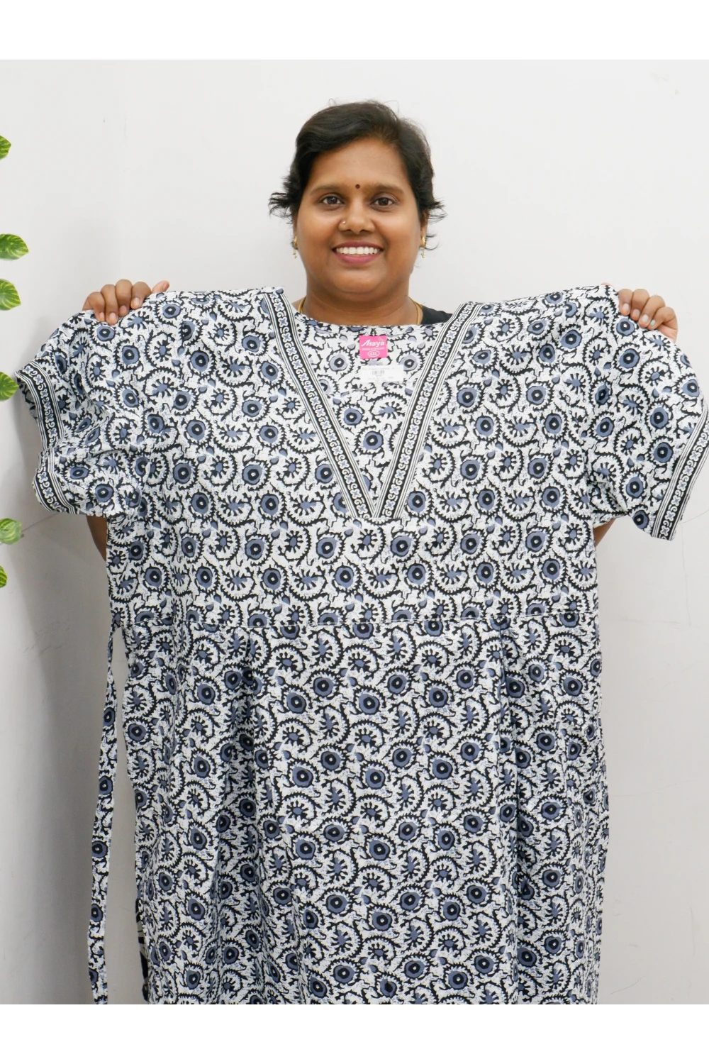 Premium V-Neck Cotton Frock for Women – Breathable & Skin-Friendly