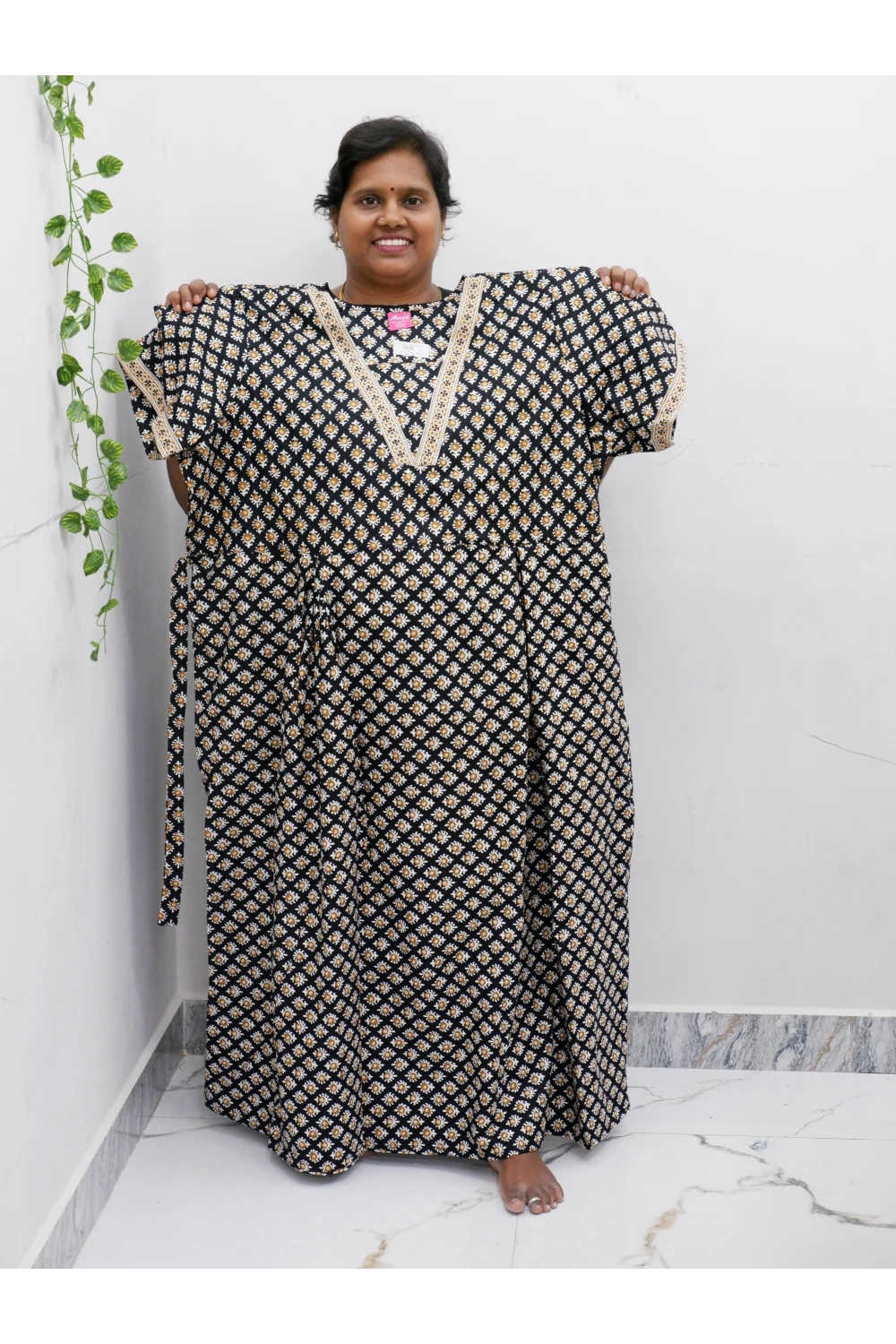 Premium V-Neck Cotton Frock for Women – Breathable & Skin-Friendly