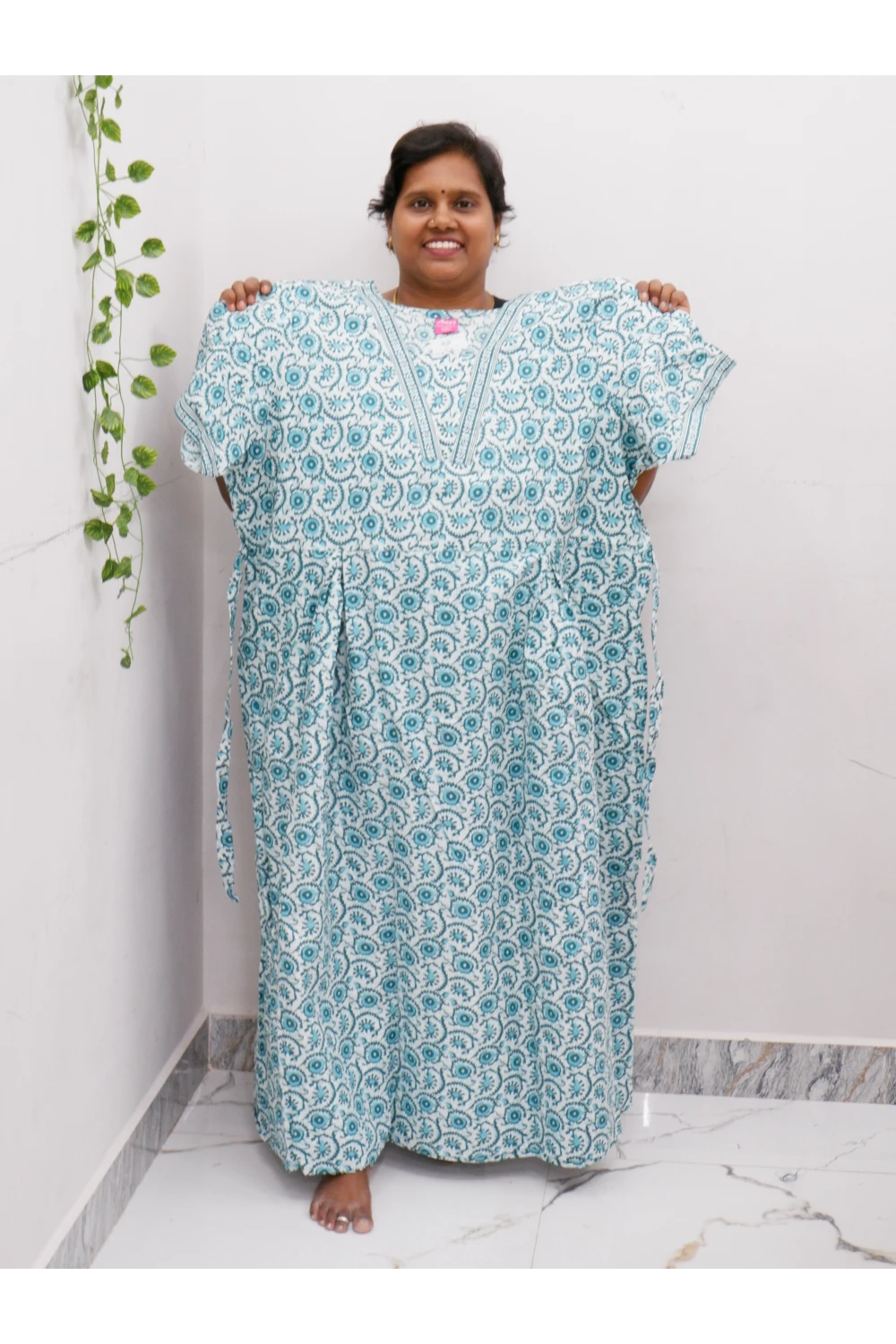 Premium V-Neck Cotton Frock for Women – Breathable & Skin-Friendly