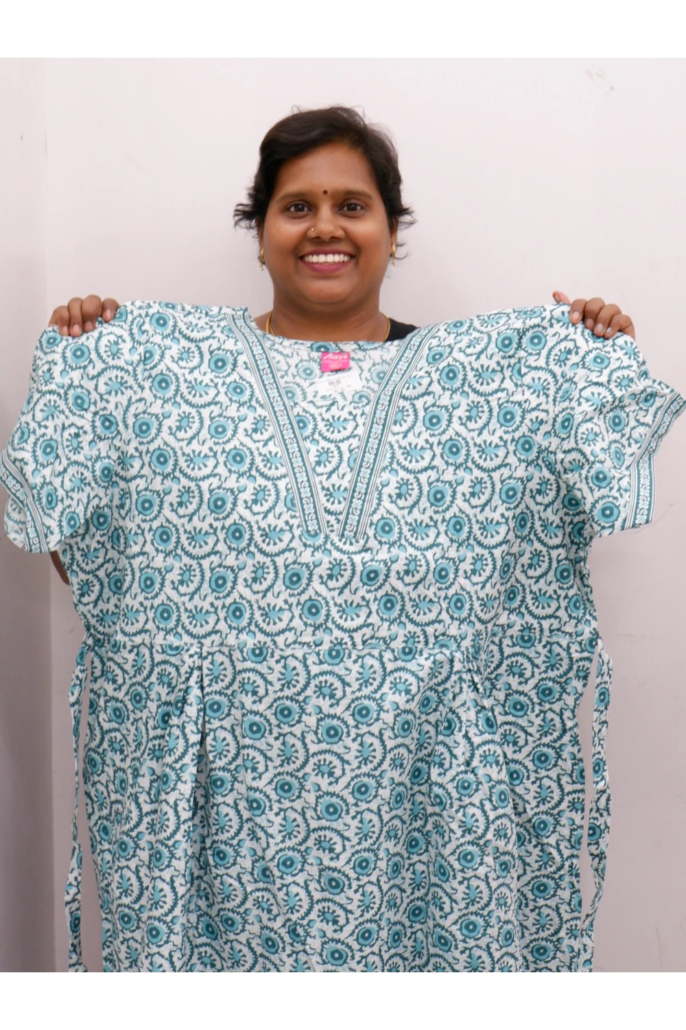 Premium V-Neck Cotton Frock for Women – Breathable & Skin-Friendly