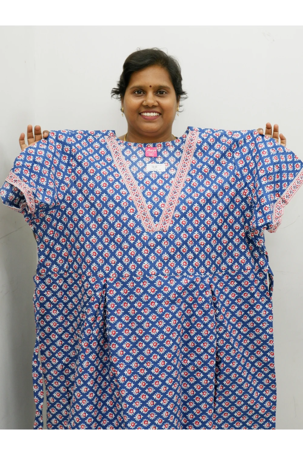Premium V-Neck Cotton Frock for Women – Breathable & Skin-Friendly